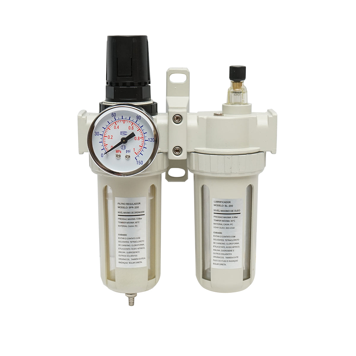 Air filter and lubricator with a maximum pressure regulator of 1 MPa, 1/2 connection